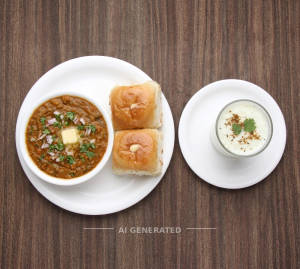 Regular Pav Bhaji + Chaas