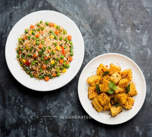 Veg Fried Rice + Spicy Mango