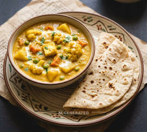 Veg Korma + Plain Roti Wheat (2 pieces)