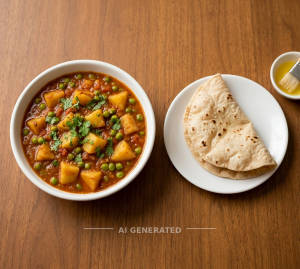Aloo Matar [Half] + 2 Fulka (1 Piece)