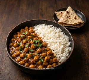 Chole Chawal + Tawa Roti (2 Pieces)