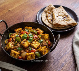 Kadhai Paneer + Tawa Roti (2 pieces)