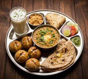 Maharaja Special Dal Baati + Tawa roti (2 pieces)