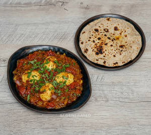 Egg Masala + Tawa Roti (1 piece)