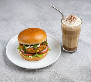 Aloo Tikki Burger + Cold Coffee