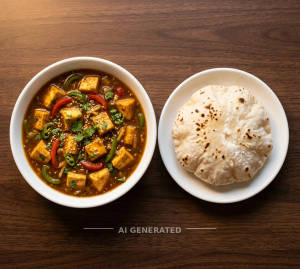 Paneer Chilli Gravy + Phulka (1 Piece)
