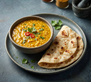 Dal Fry + Tawa Roti Plain (2 pieces)