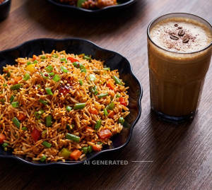 Schezwan Fried Rice + Cold Coffe