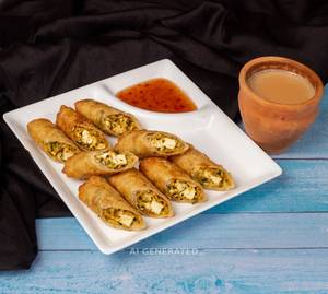 Paneer Spring Roll + Elaichi Chai