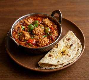 Kadai Gravy Chaap + Plain Tawa Roti (2 pieces)