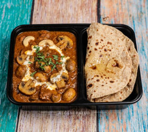 Mushroom Butter Masala + Tawa roti (2 pieces)