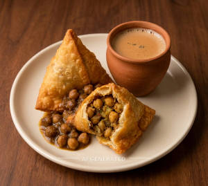 Chhola Samosa 2Pcs + Special Kulhad Tea