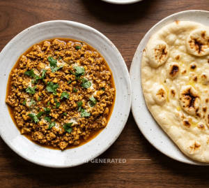 Egg Kheema Masala + Plain Naan (1 piece)