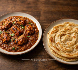 Chicken Kebab Masala Gravy + Special Parotta (1 Piece)