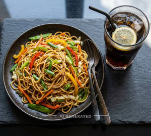 Hakka noodles + Soft drinks