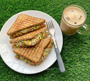Mixed Veg Grilled Sandwich + Cold Coffee