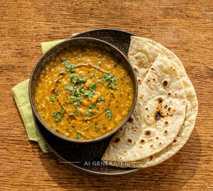 Dal Fry + Tawa Roti (2 )