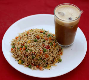 Fried Rice + Nescafe Cold Coffee