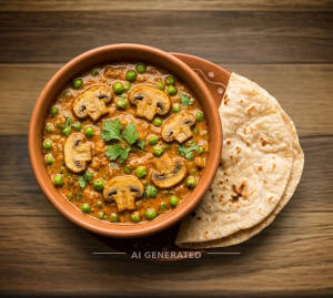 Mattar Mushroom + Sada Roti (2 pieces)