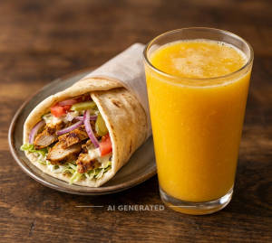 Chicken Shawarma Roll + Mango Juice