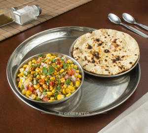 Sweet Corn Chat Masala + Tandoori Roti Plain (1 piece)