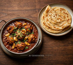 Chicken Garlic Masala Gravy + Special Parotta (1 Piece)