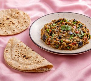 Baigan Bharta + Tawa Roti (1 piece)