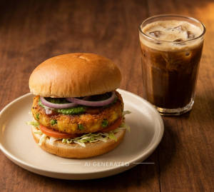 Aloo Tikki Burger + Cold Coffee