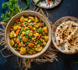 Mix Veg + Tandoori Roti (1 piece)