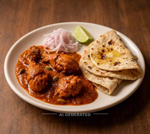 Chicken Curry + Tawa Butter Roti (2 Pieces)