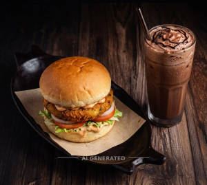 Aloo Tikki Burger + Chocolate Cold Coffee