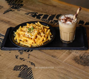 Cheesy Fries + Cold Coffee