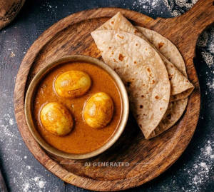 Egg Curry + Tawa Roti (2 pieces)