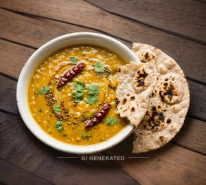 Dal Fry + Plain Tandoori Roti (1 Piece)