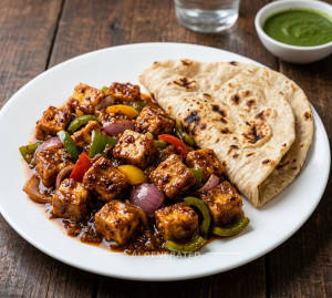 Chilli Paneer Gravy + Tandoori Roti (2 pieces)