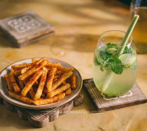 Peri peri fries + Moroccan mint lime