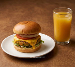 Veg Cheese Burger + Juice [1 Glass]