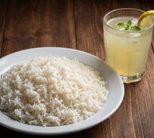 Plain Rice (Serves 1) + Fresh Lemon Juice