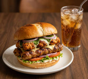 Chicken Kabab Sandwich + Soft Drinks