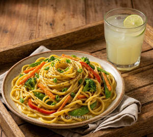 Butter Veg Noodles + Fresh Lime Juice