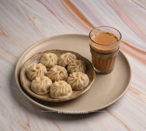 Steamed momos + Masala tea [full]