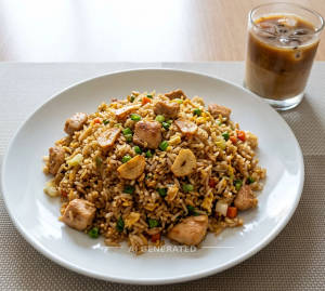 Garlic Chicken Fried Rice + Cold Coffee