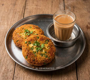 Crispy Matar Paneer Cutlet[2Pcs] + Special Tea