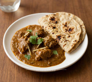 Mutton korma + Plain tandoori roti (2 pieces)