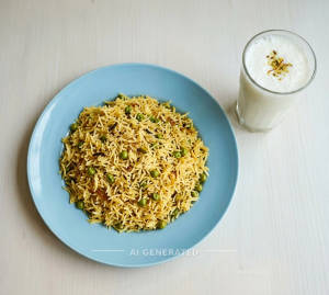 Matar Pulao + Sweet Lassi
