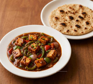 Chilli paneer gravy + Tawa roti plain (1 piece)