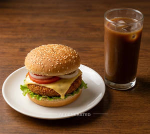 Veg Cheese Burger + Plain Cold Coffee