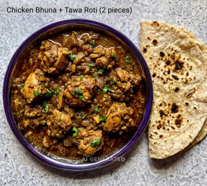 Chicken Bhuna + Tawa Roti (2 pieces)
