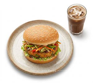 Chinese King Special Burger + Cold Coffeee