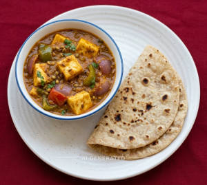 Kadhai Paneer + Tawa Roti (2 pieces)